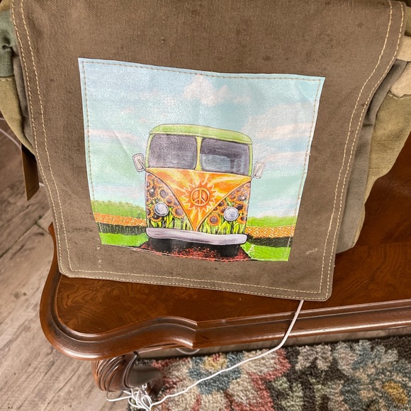 A crossbody purse. made out of recycle army tents. - Picture 2 of 4